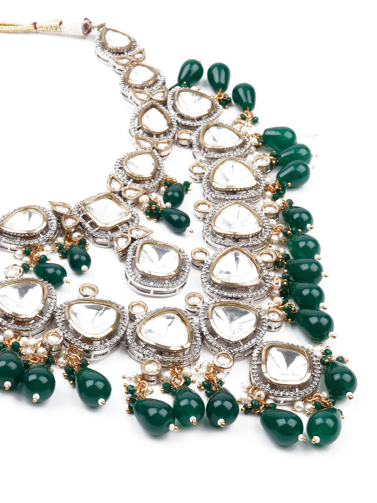Odette Women Double Layered Bridal Long Necklace Set - Image 5