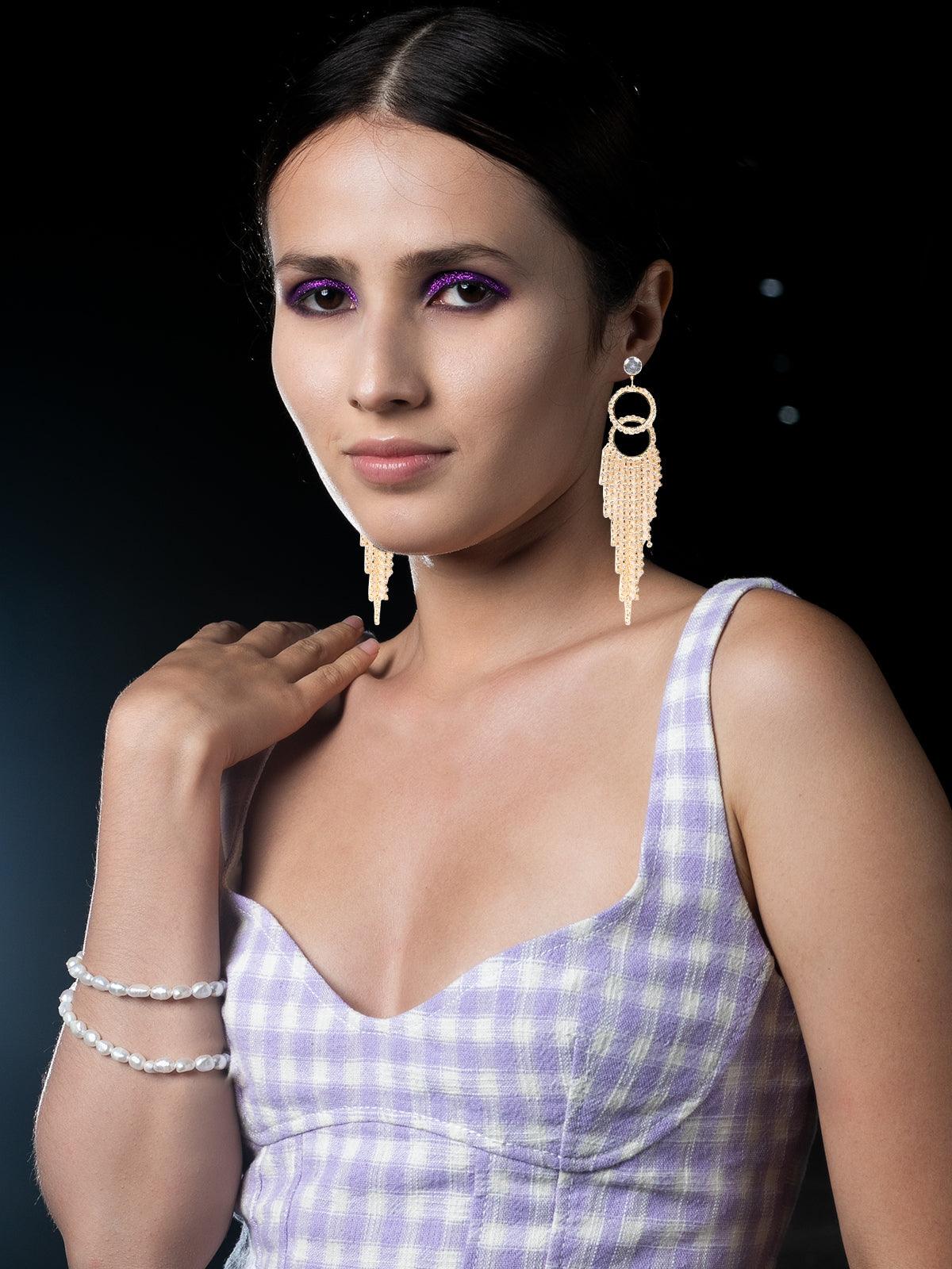 Odette Women Gold Metal Earrings - Image 2