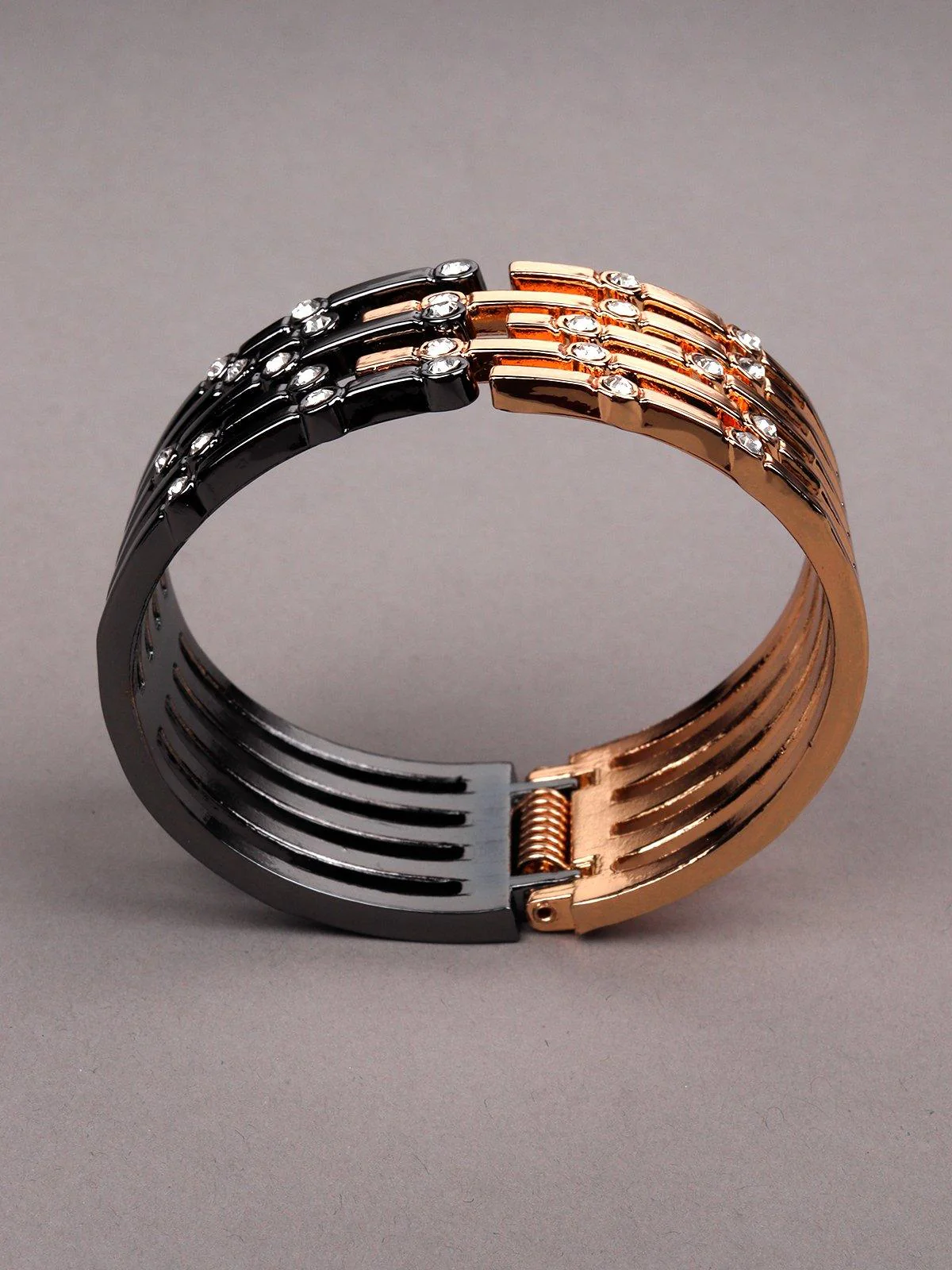 Odette Women Gold And Smoke Silver Metal Bracelet - Image 5