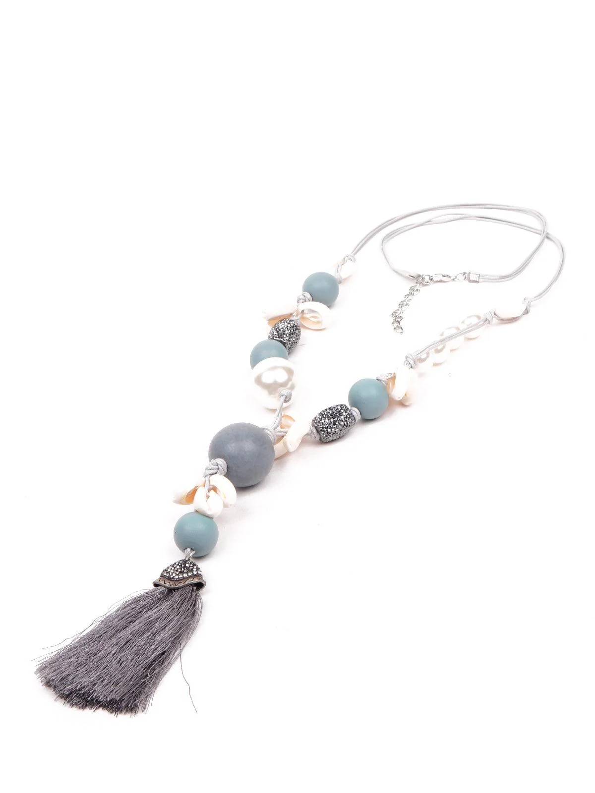Odette Women Dusk Blue Tassel Bohemian Necklace - Image 6