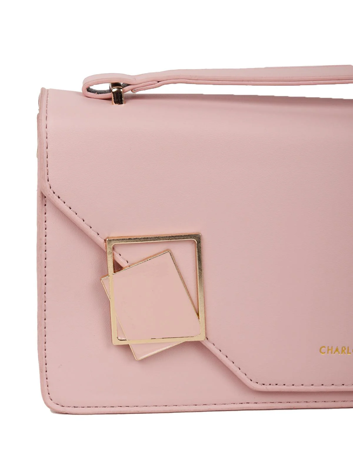 Odette Women Pink Smooth Sling Bag - Image 6