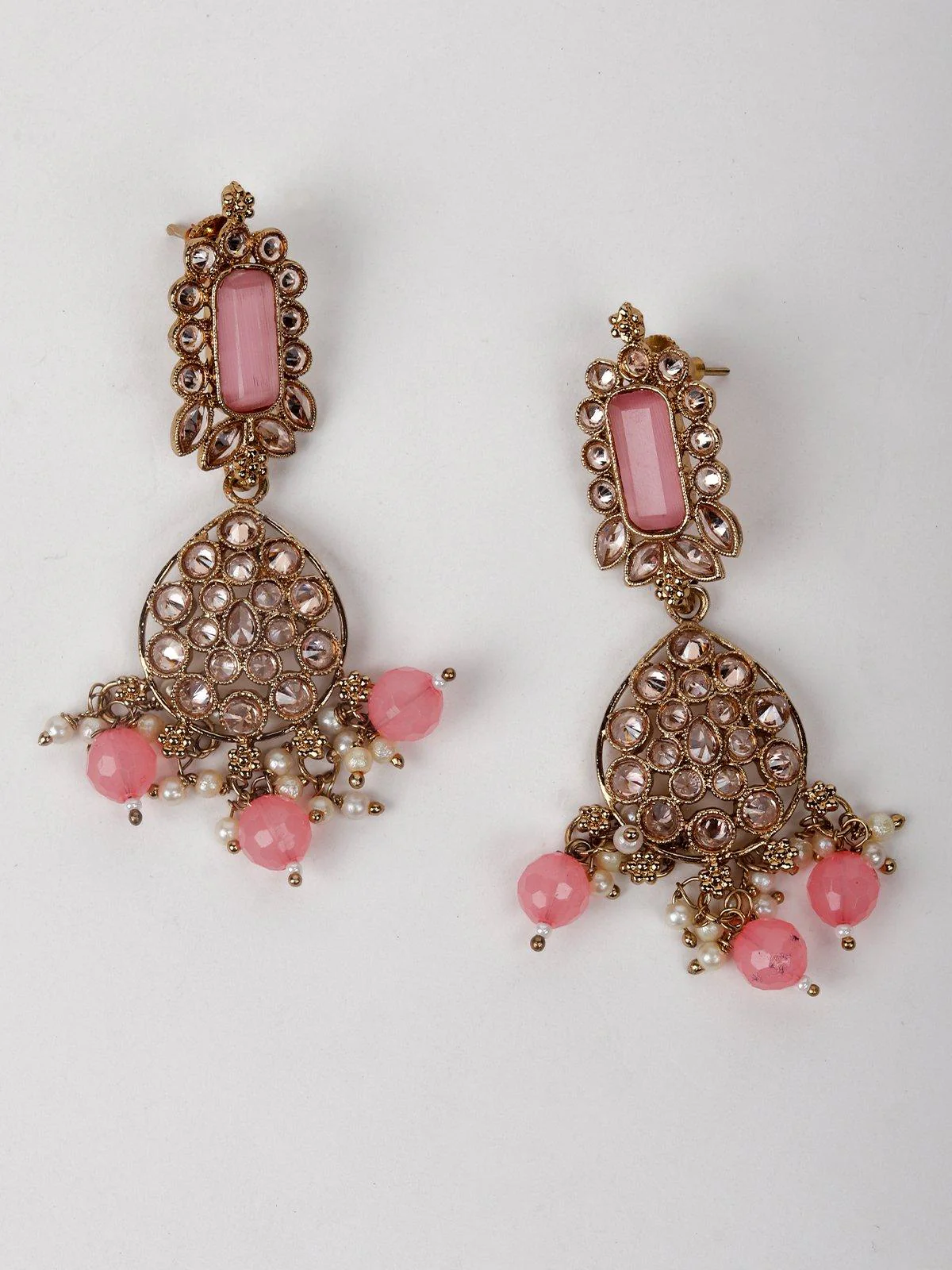 Odette Women Pink And Gold Pearls Choker Set - Image 4