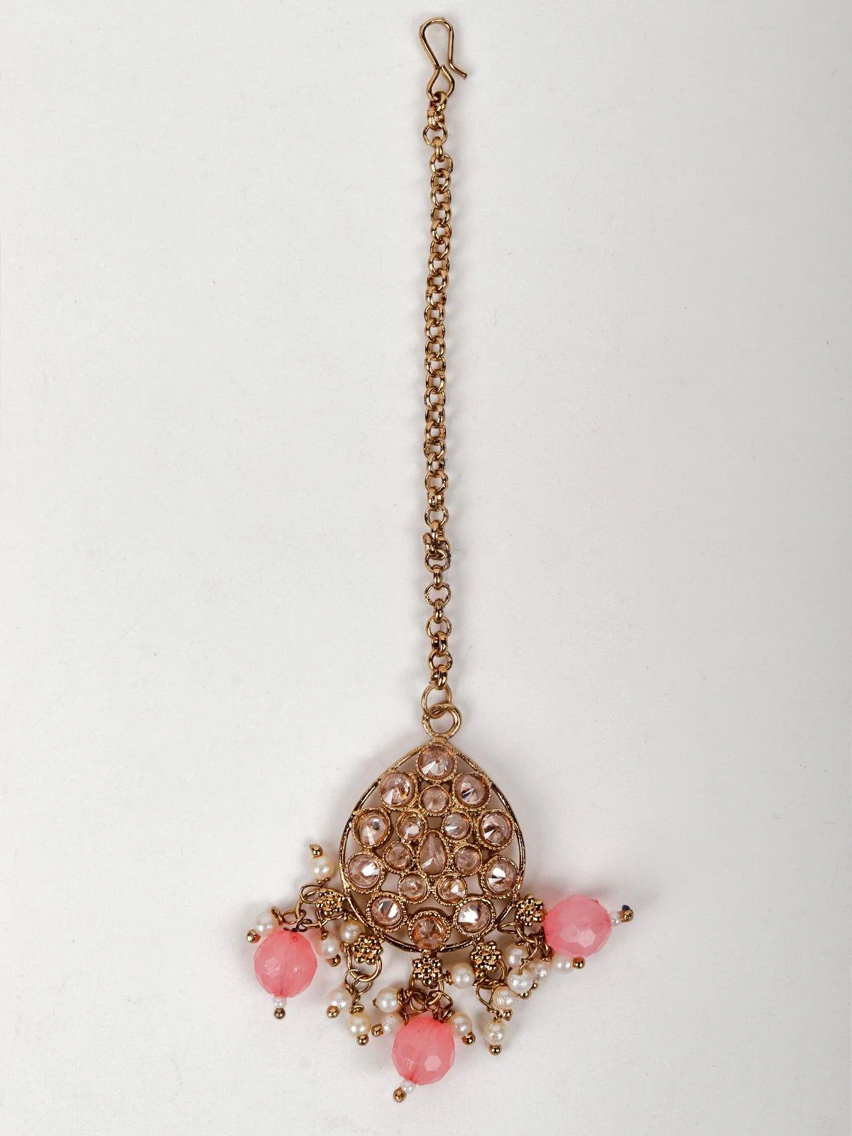 Odette Women Pink And Gold Pearls Choker Set - Image 5