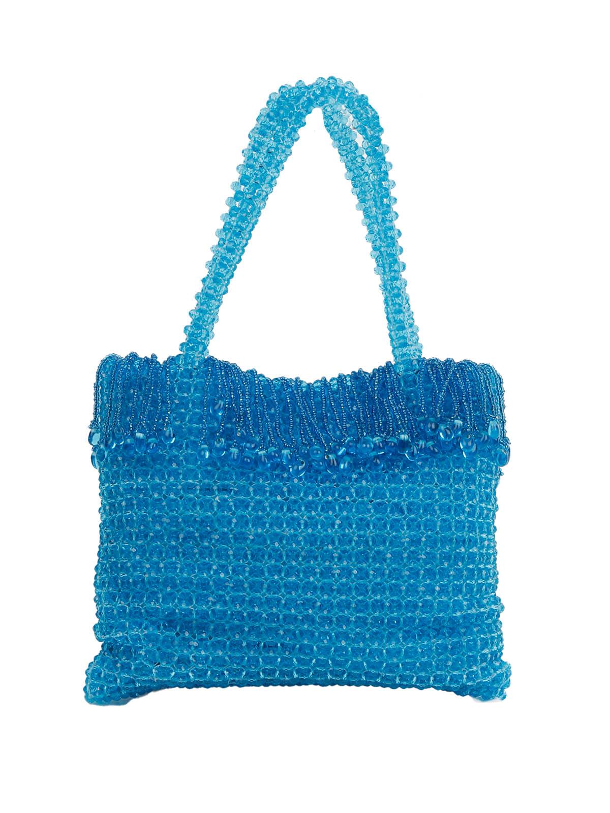 Odette Women Electric Blue Beaded Handbag - Image 3