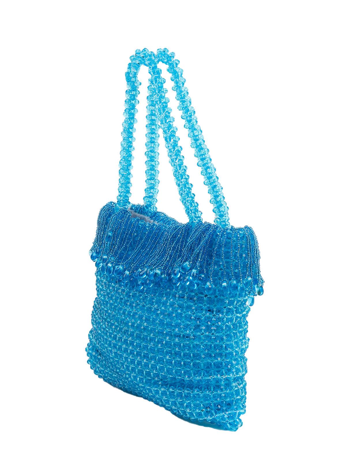 Odette Women Electric Blue Beaded Handbag - Image 4