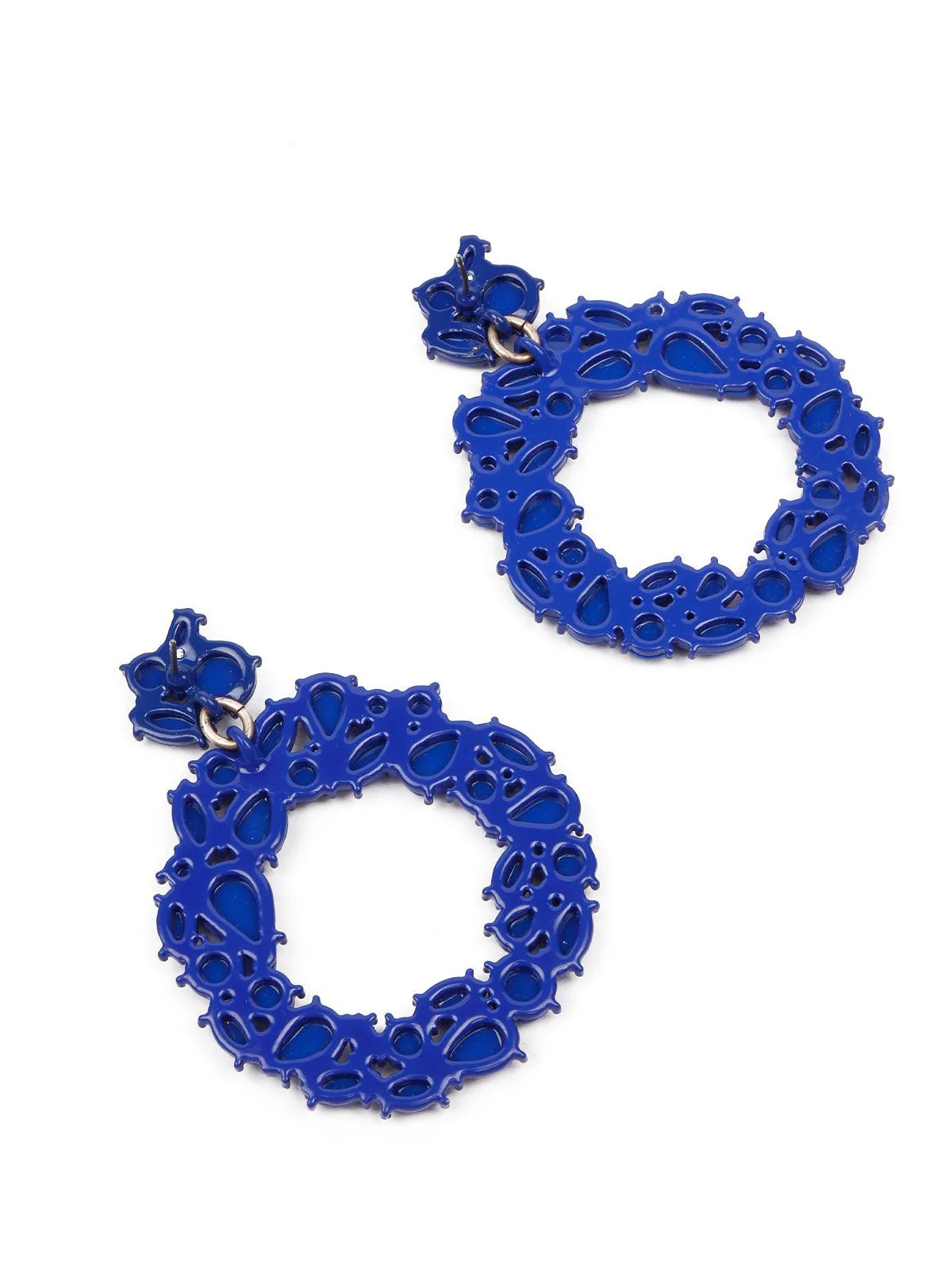Odette Women Blue Metal Hoop Earrings - Image 6