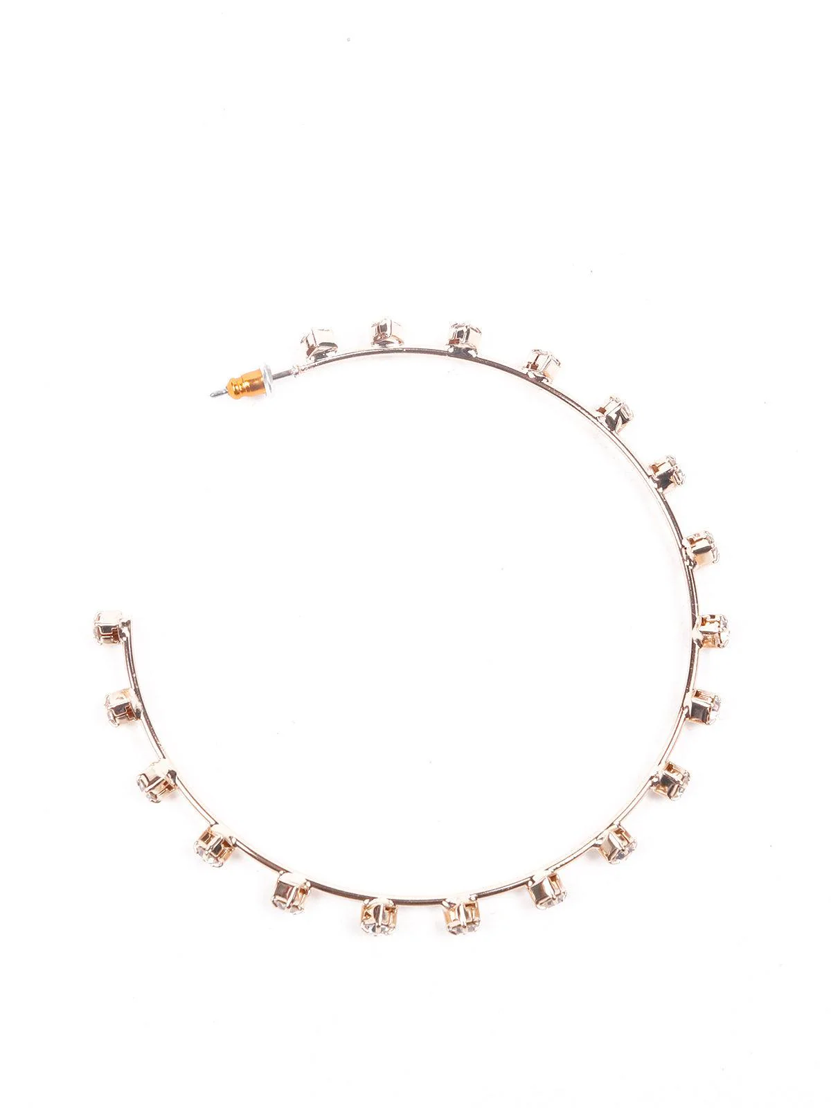 Odette Women Gold Metal Crystal Hoop Earrings - Image 4