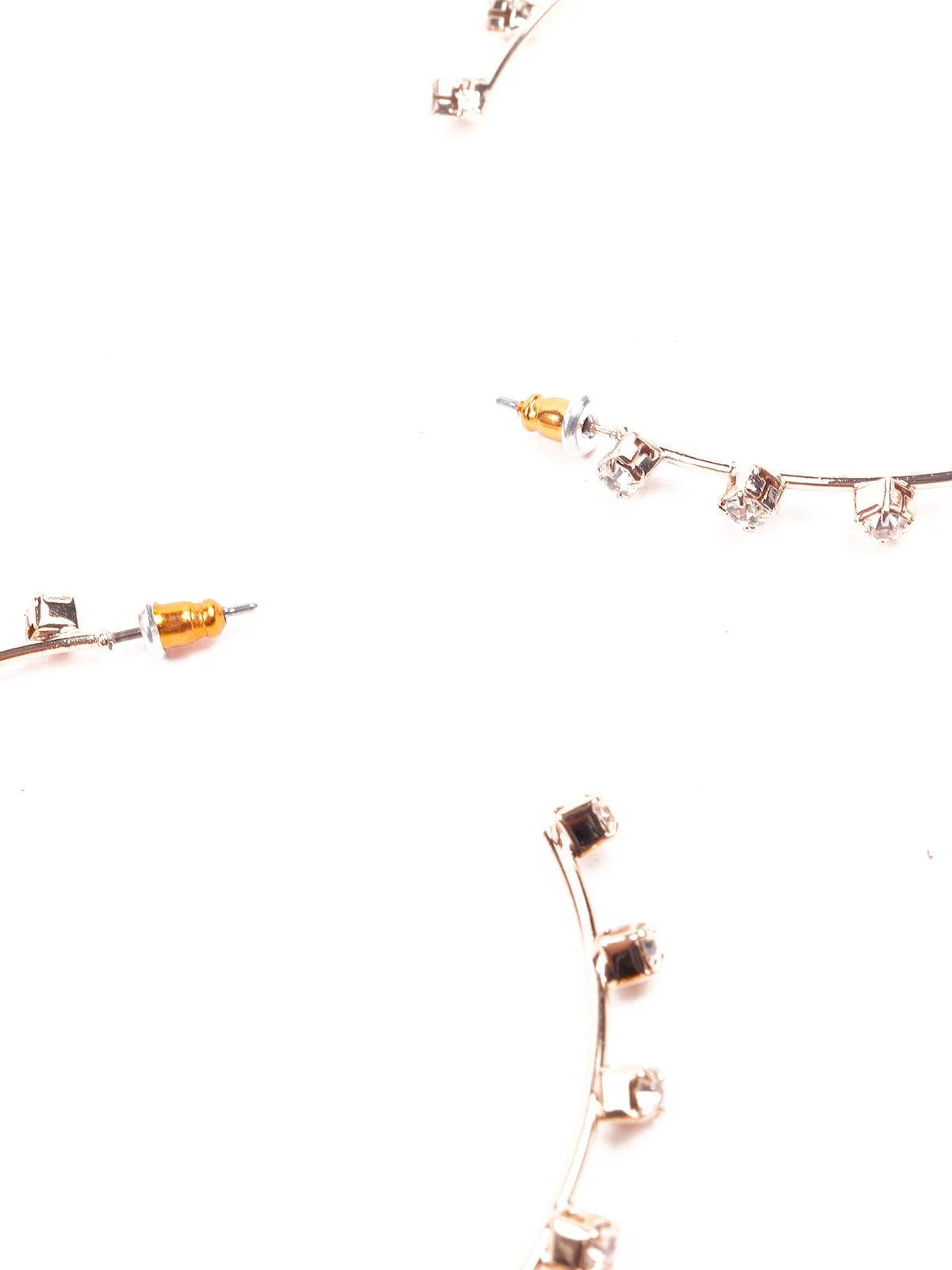 Odette Women Gold Metal Crystal Hoop Earrings - Image 6