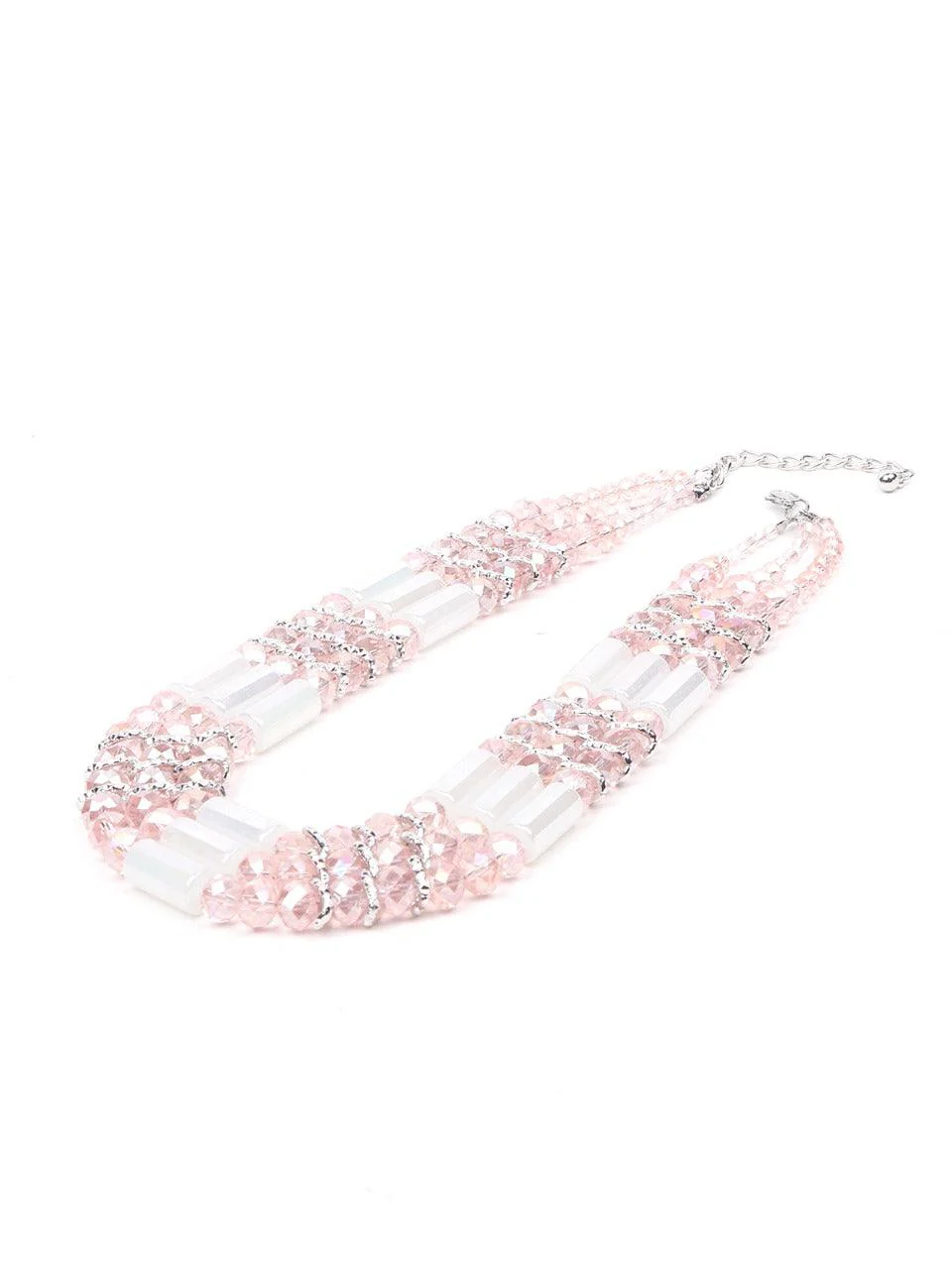 Odette Women Pink Layered Metal Necklace - Image 4