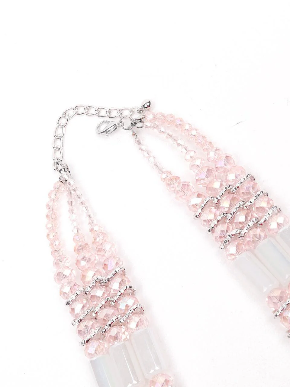 Odette Women Pink Layered Metal Necklace - Image 5