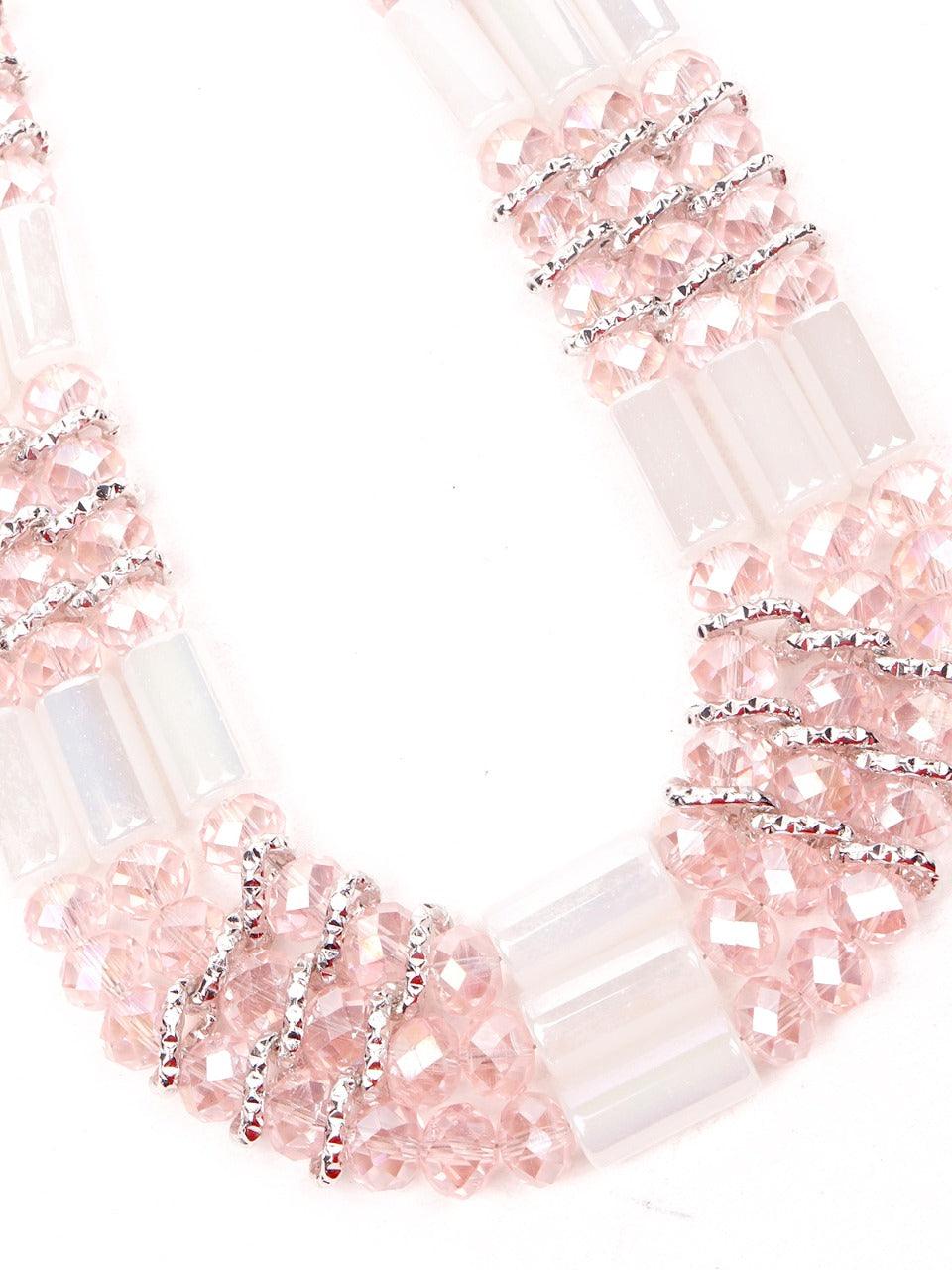 Odette Women Pink Layered Metal Necklace - Image 6