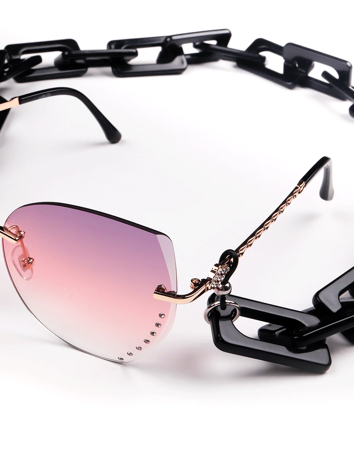 Odette Women Elegant Black Acrylic Trendy Sunglass Chain - Image 2