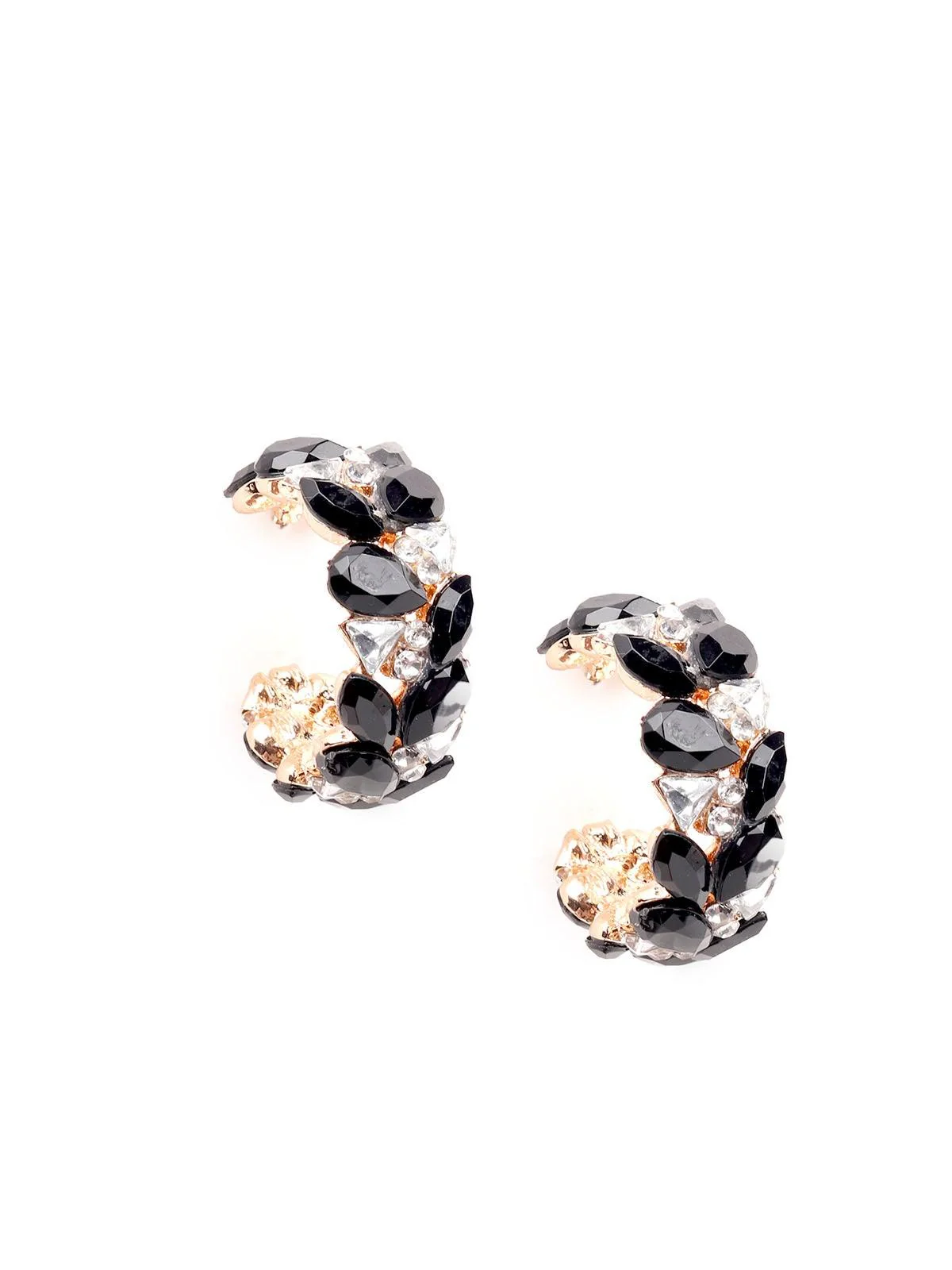Odette Women Black Metal Rounded Earrings - Image 5