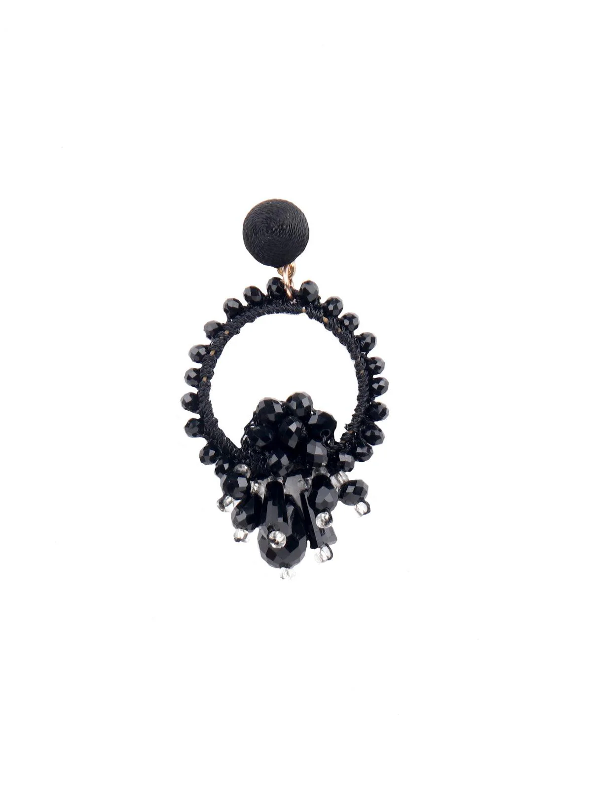 Odette Women Elegant Black Embellished Statement Earrings - Image 4