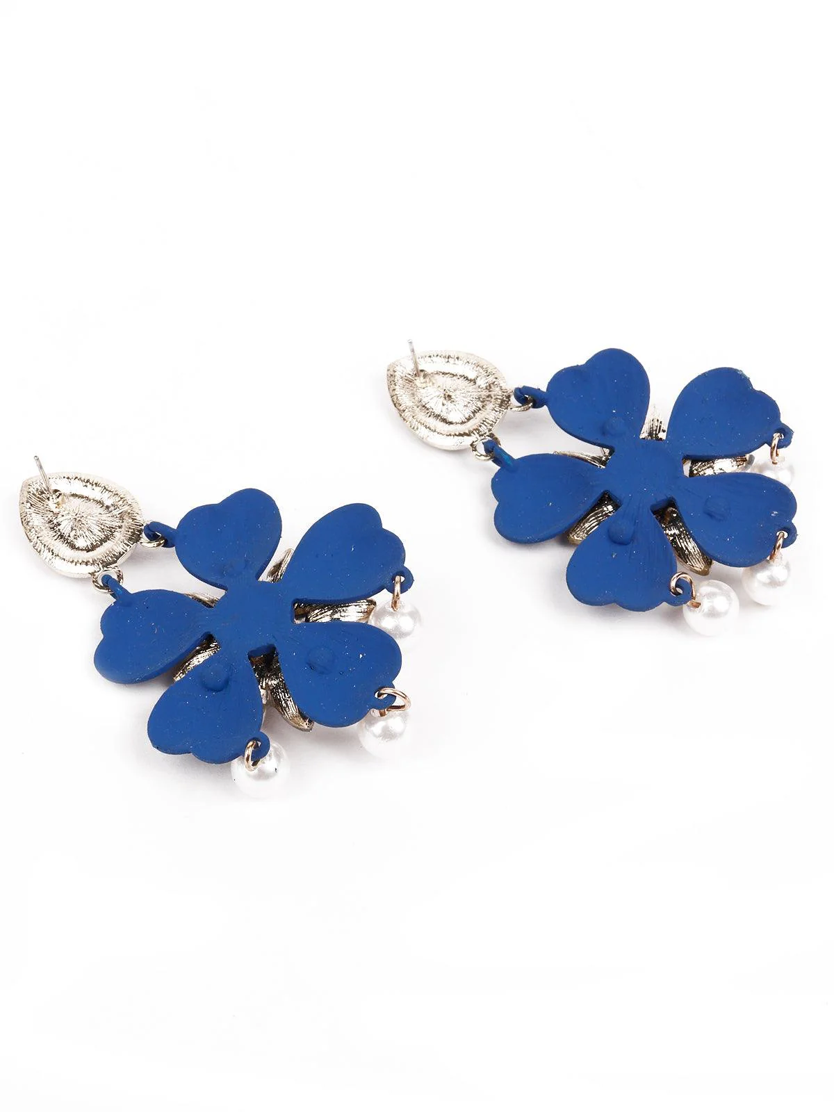 Odette Women Elegant Blue Floral Statement Earrings - Image 6