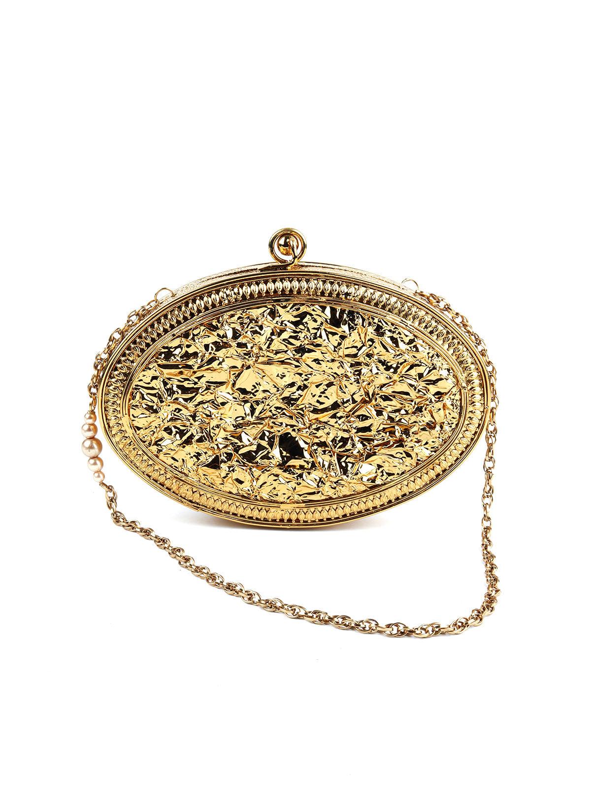 Odette Women Elegant Butterfly Oval Metallic Clutch - Image 5