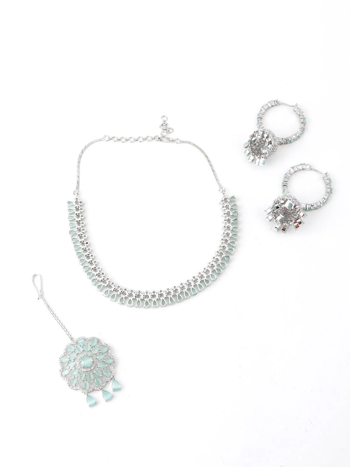 Odette Women Elegant Green Sober Necklace Set - Image 4