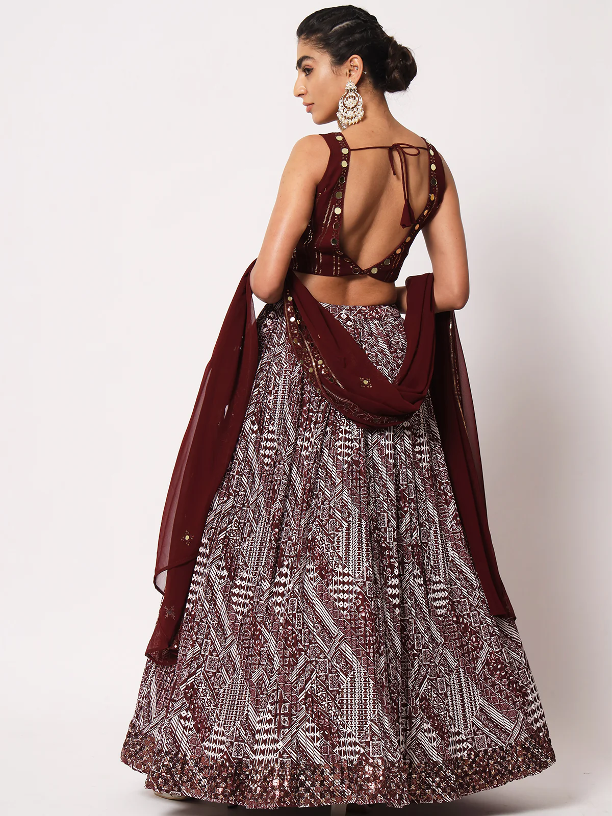 Odette Women Elegant Maroon Art Silk Semi-Stitched Lehenga Choli - Image 4