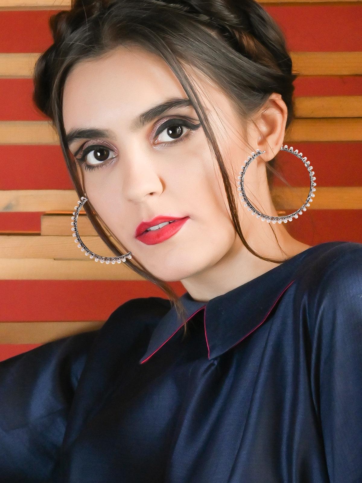 Odette Women Silver Metal Earrings - Image 2