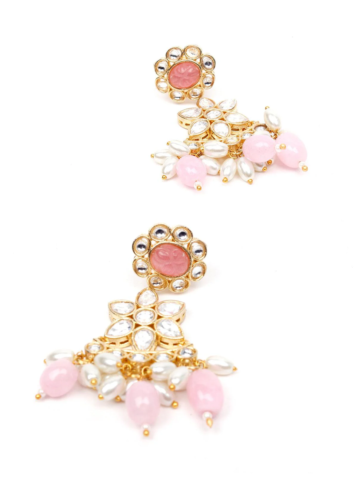 Odette Women Pink And White Pearls Necklace Set - Image 7