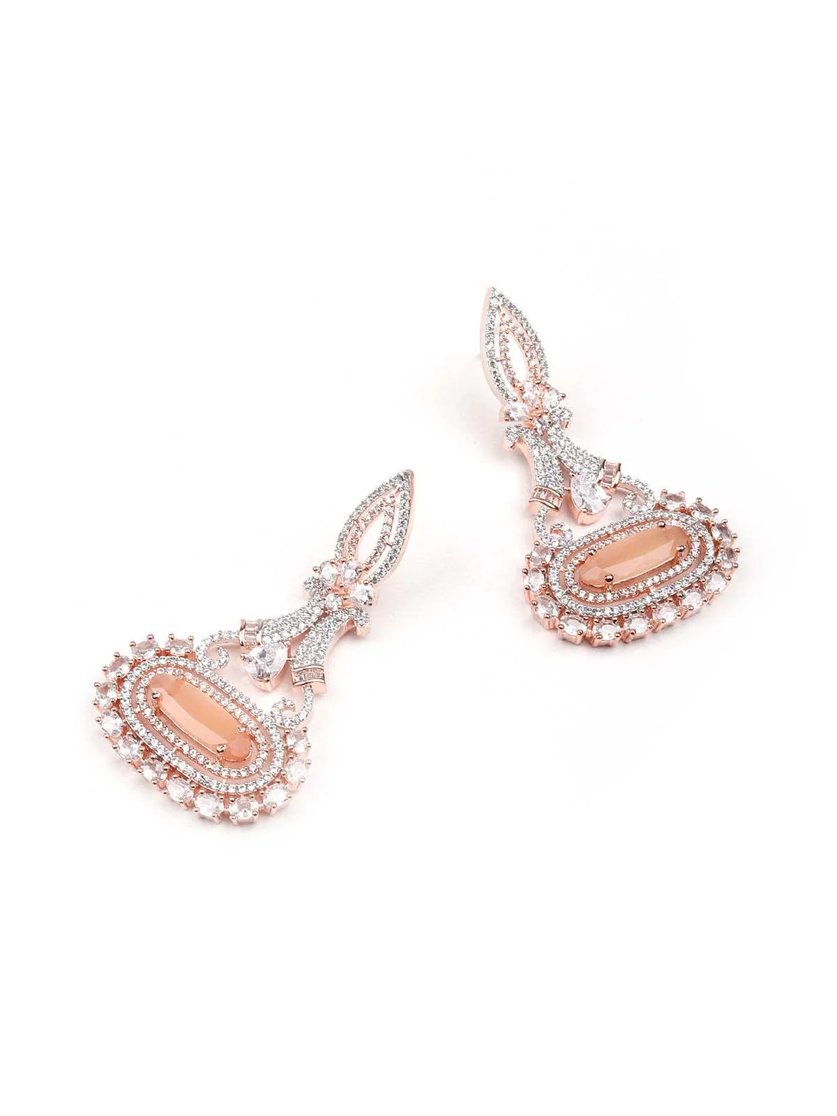 Odette Women Elegant Stunning Peach Dangle Earrings - Image 5