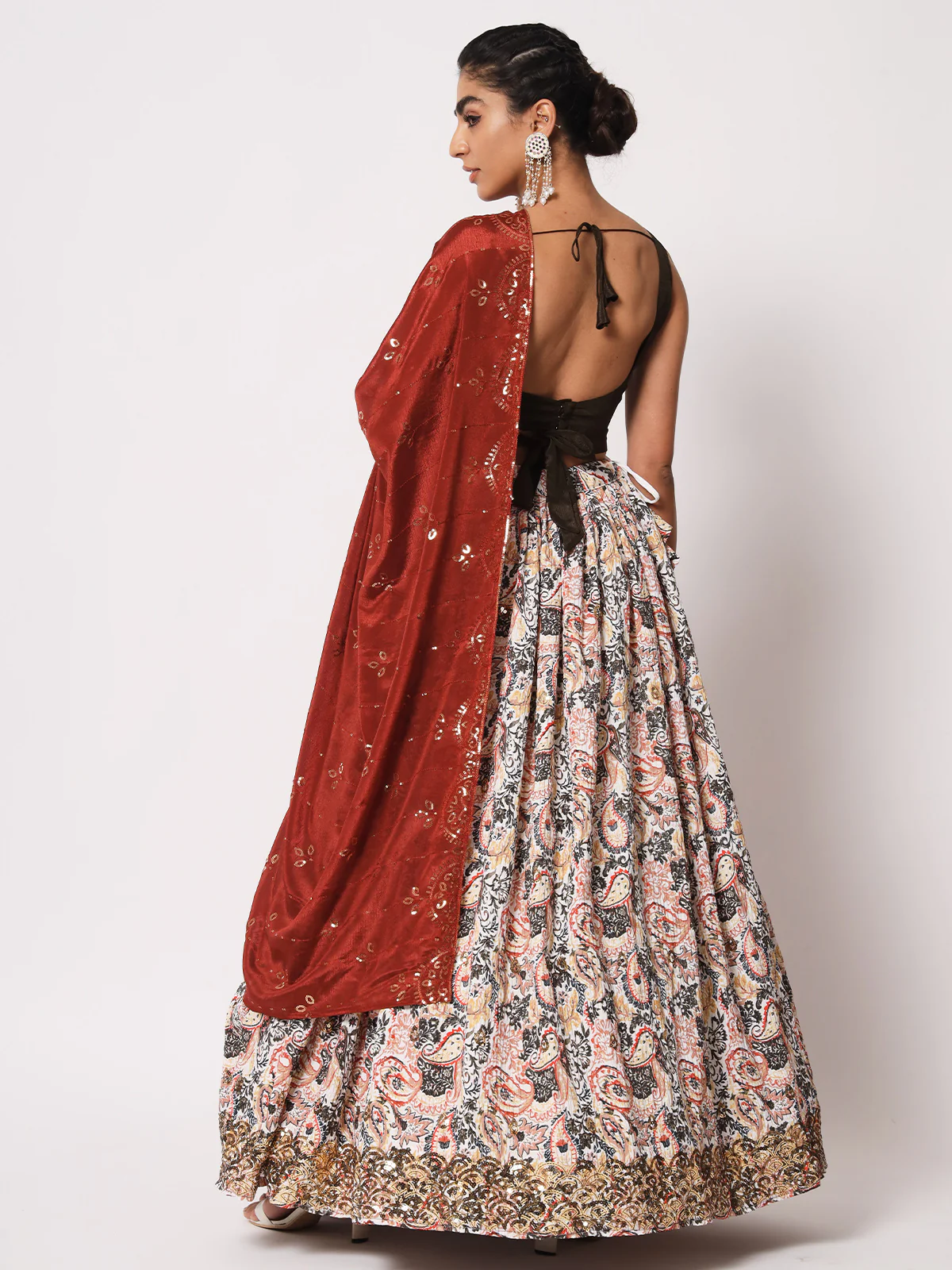 Odette Women Elegant White Art Silk Semi-Stitched Lehenga Choli - Image 3