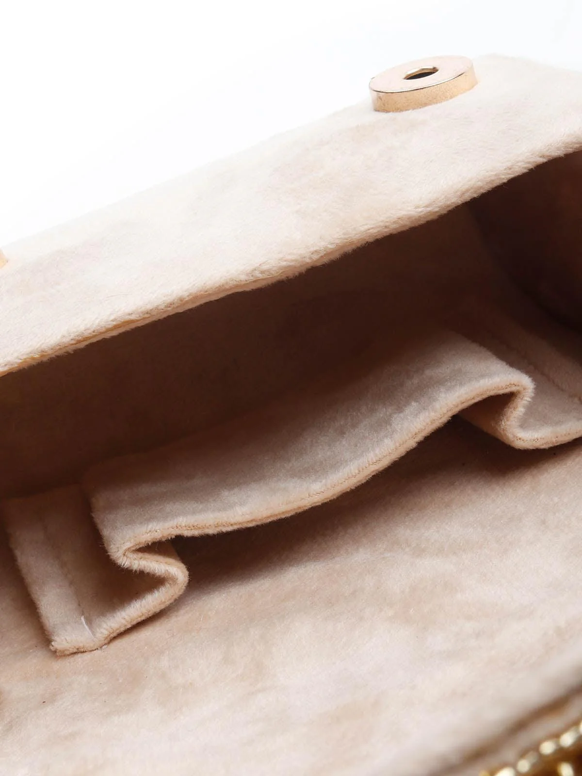 Odette Embellished Beige And Gold Clutch For Women - Image 6