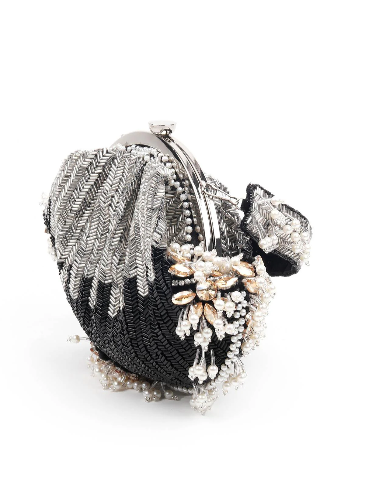 Odette Women Embellished Black Batua Bag - Image 4