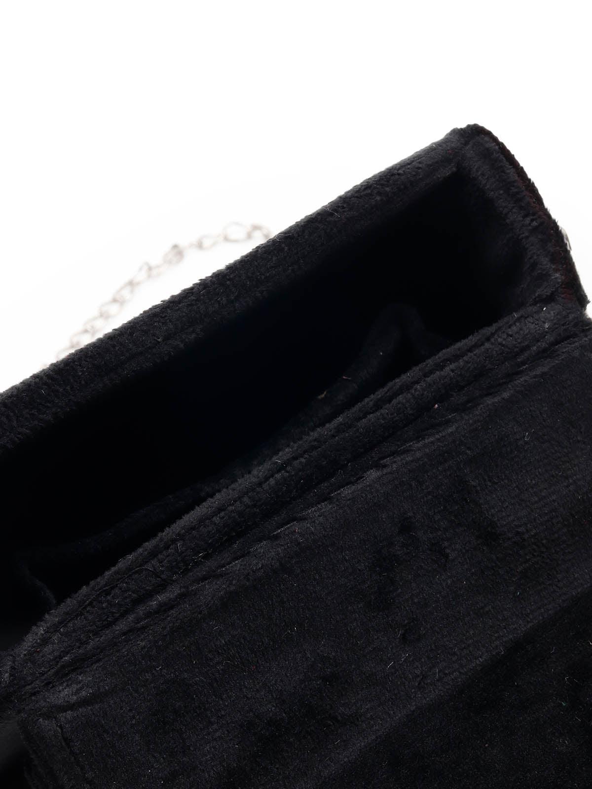 Odette Embellished Black Clutch For Women - Image 6