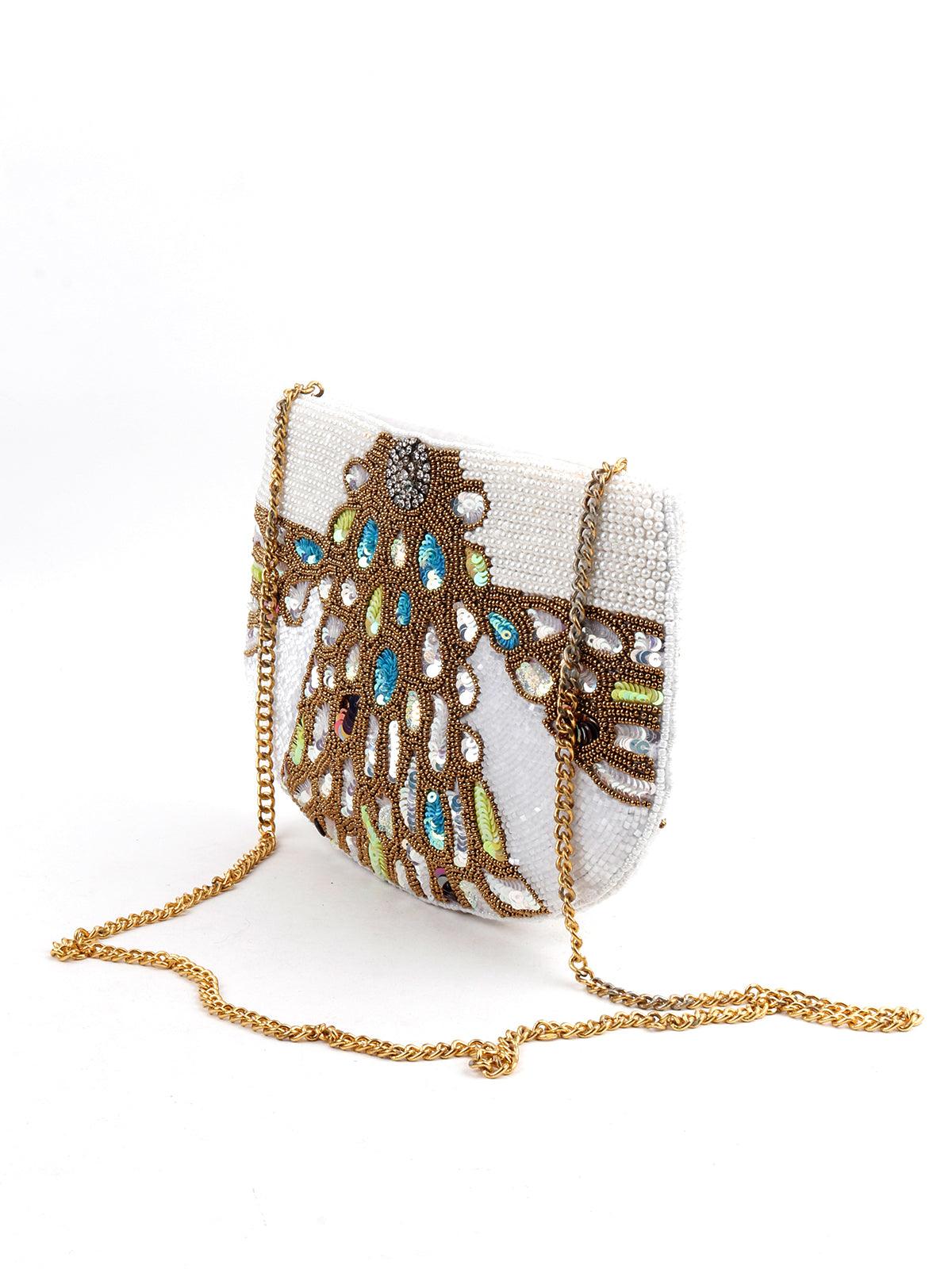 Odette Women Embellished Multi-Coloured Sling Bag - Image 4