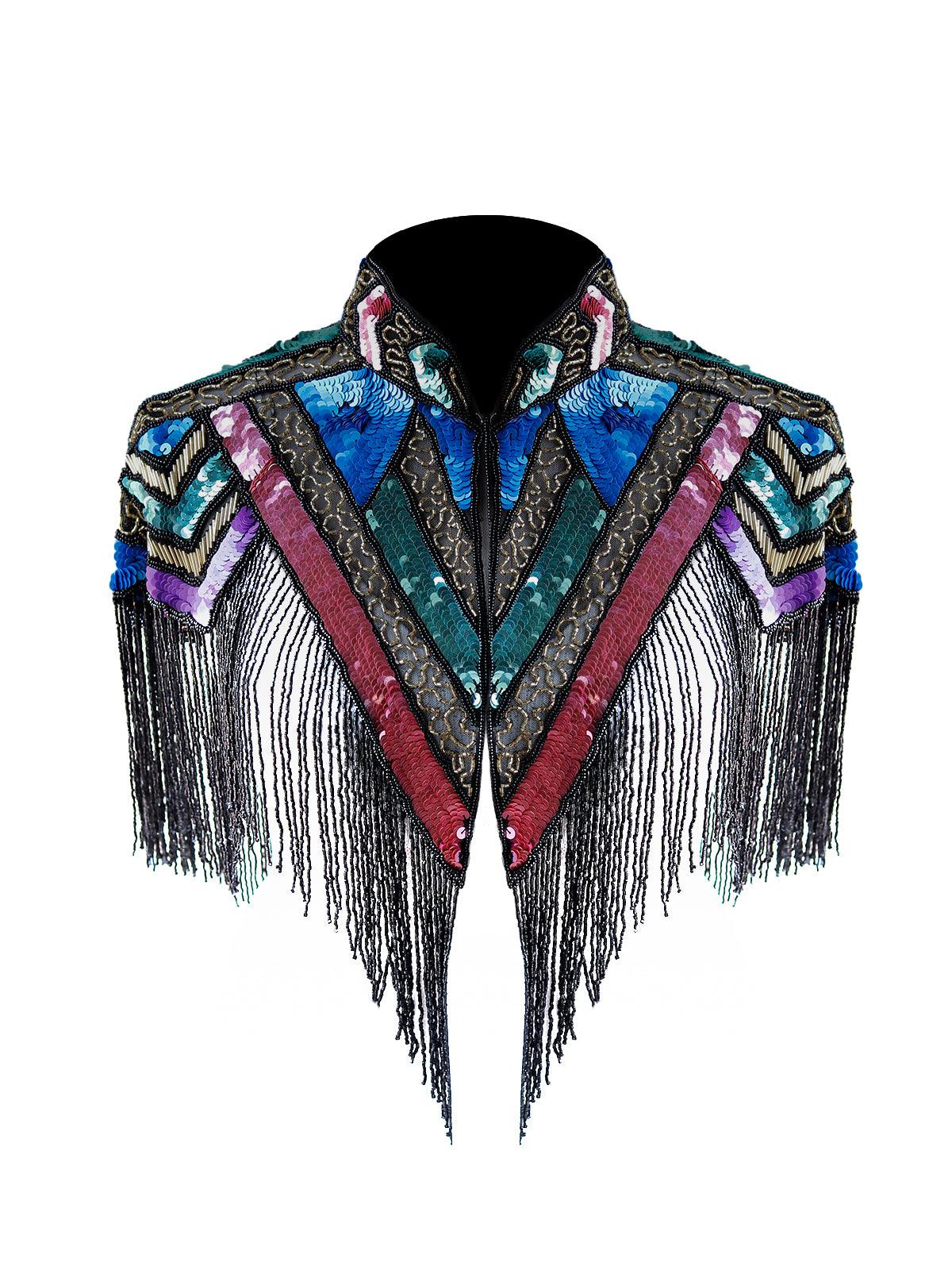 Odette Women Multicolour Velvet Cape - Image 4