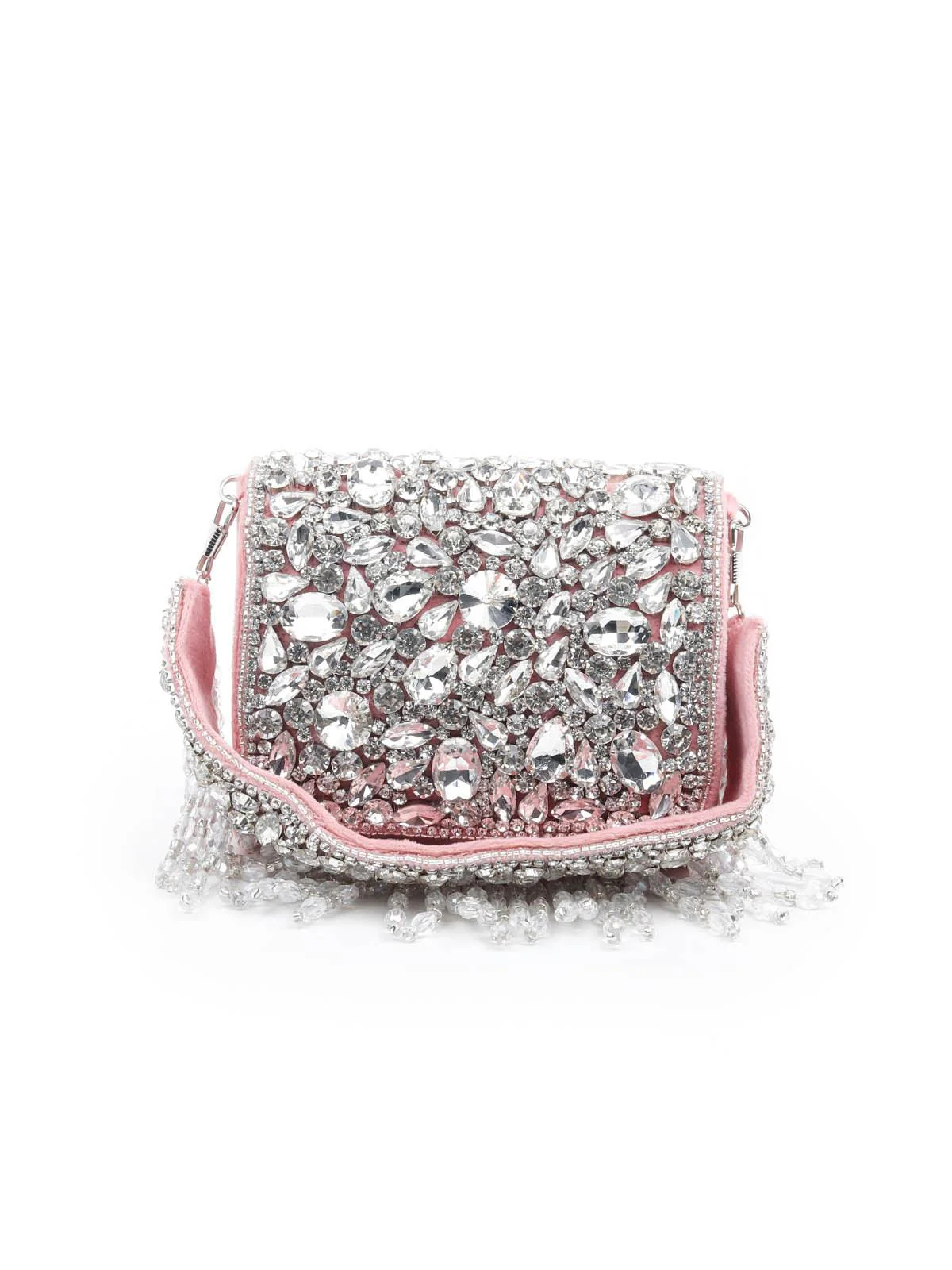 Odette Embellished Pink Clutch For Women - Image 3