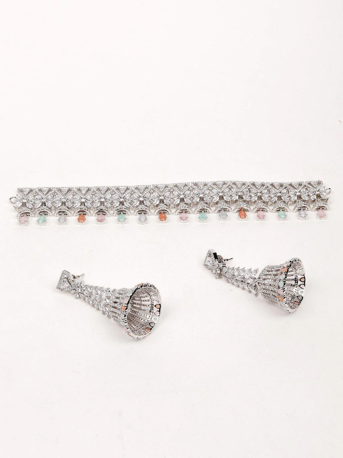 Odette Women Silver Pearls Necklace With Earrings - Image 3