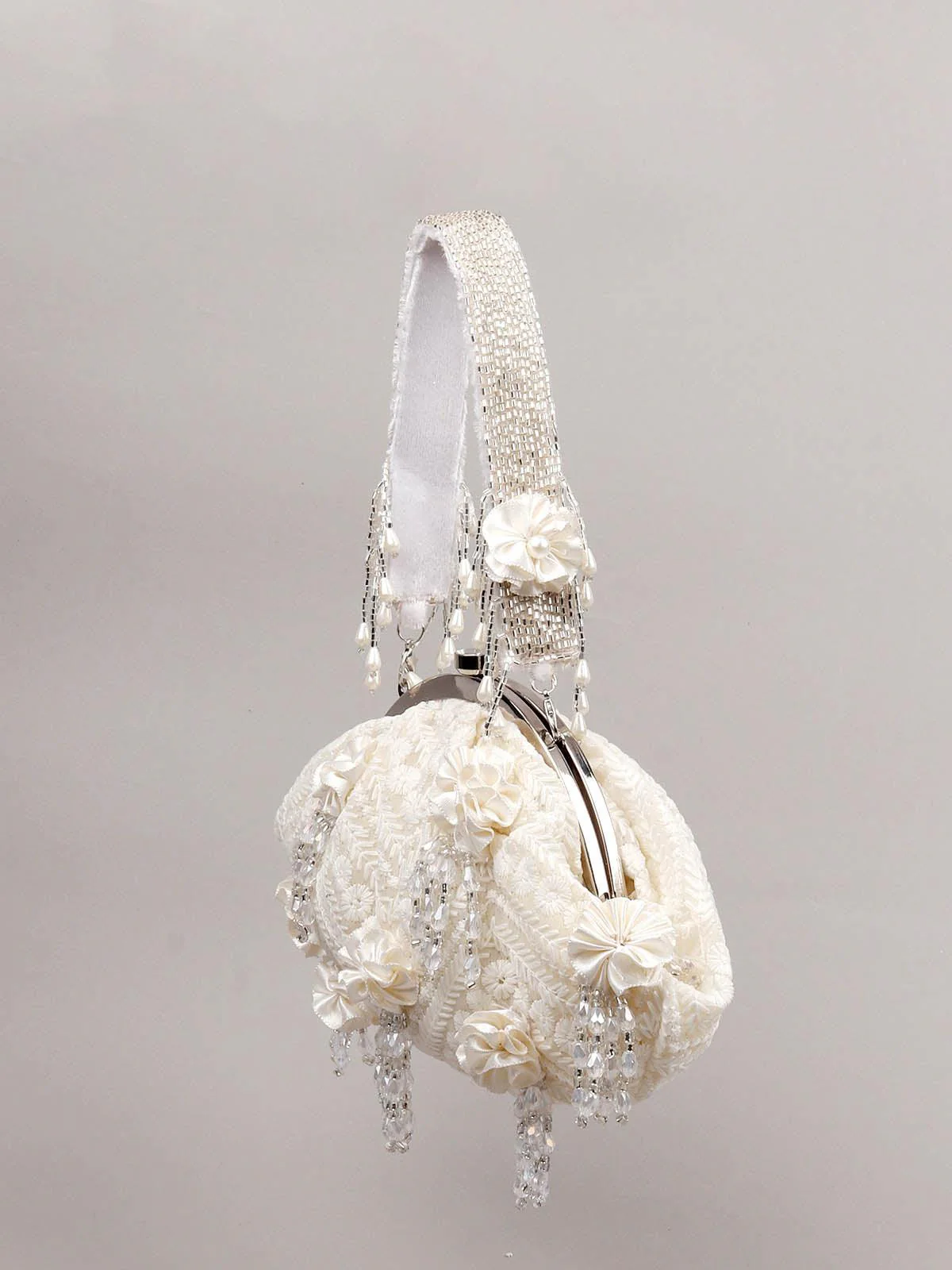 Odette Women Embellished White Batua - Image 5