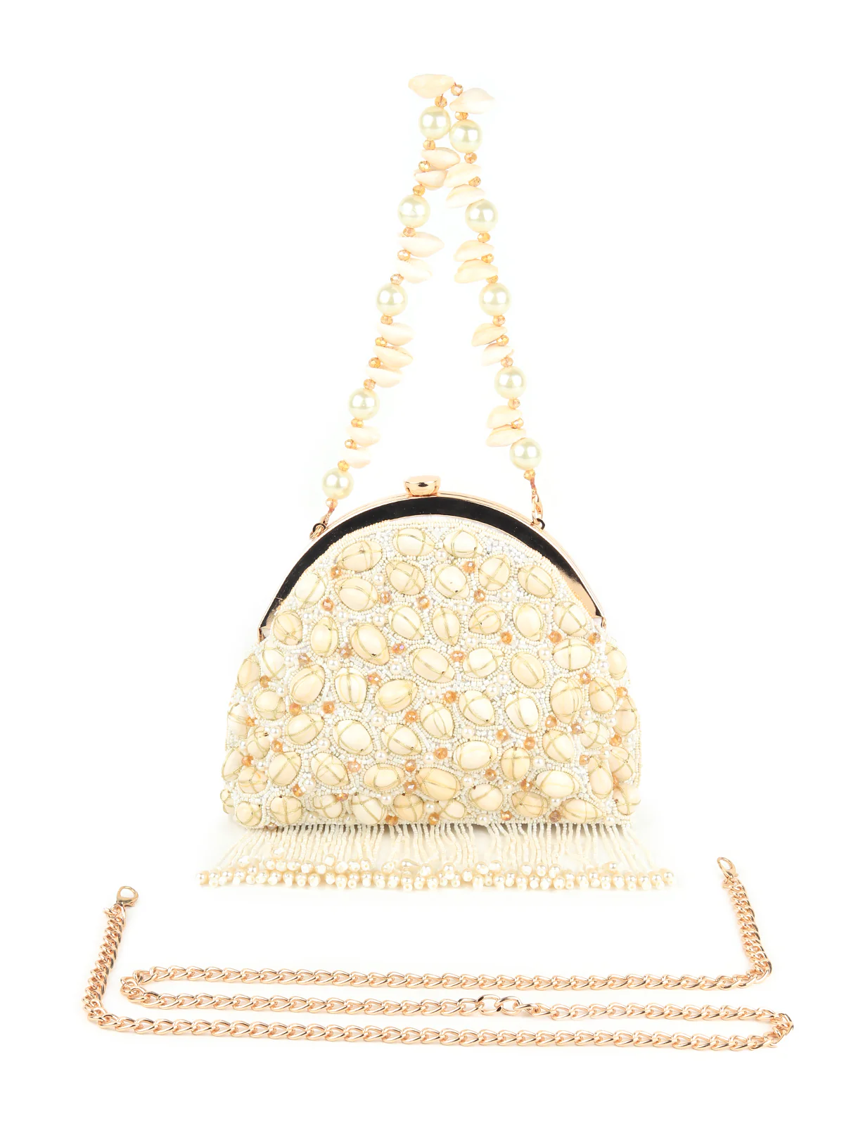 Odette Women Embellished White Clutch Bag - Image 4