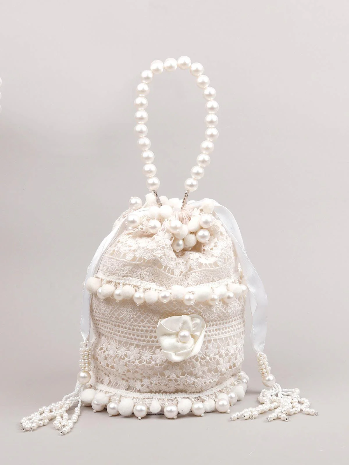 Odette Women Embroidered Off-White Potli Bag - Image 3