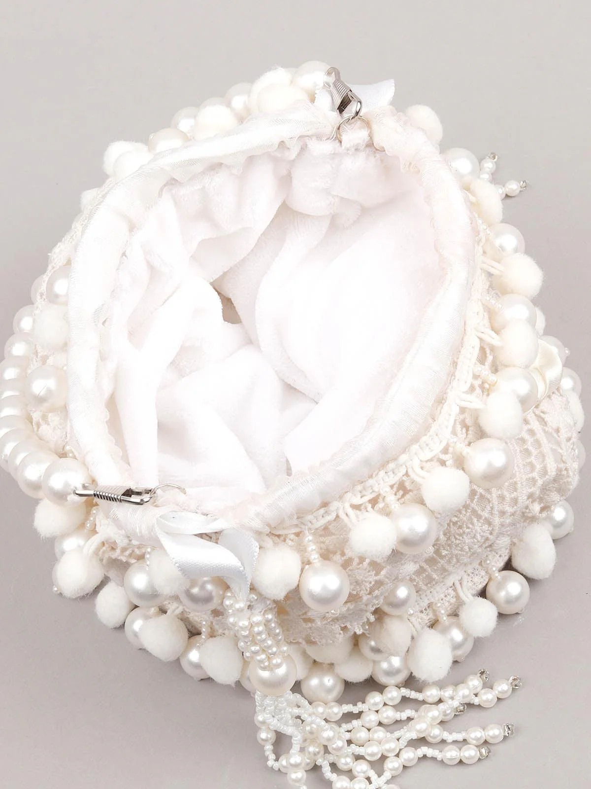 Odette Women Embroidered Off-White Potli Bag - Image 6