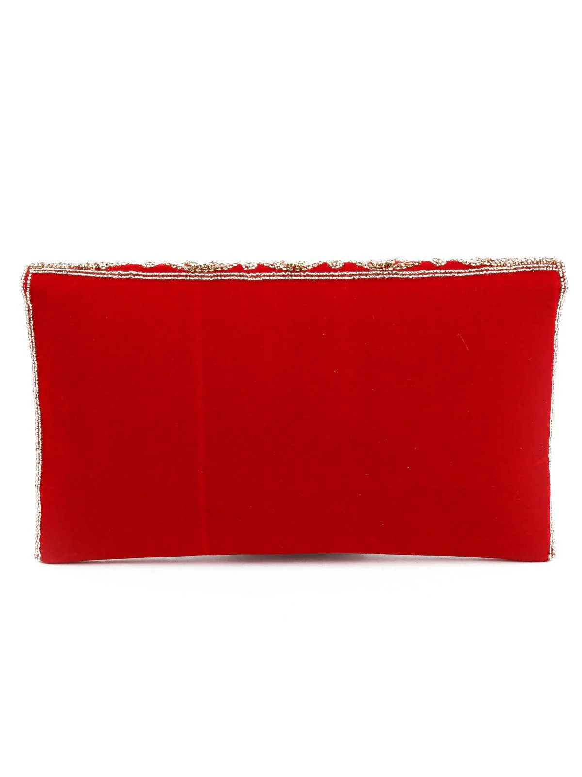 Odette Embroidered Red Clutch Bag For Women - Image 6