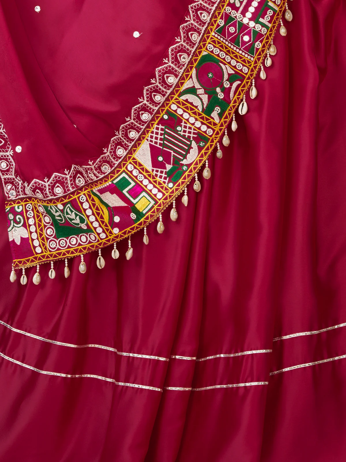 Odette Women Embroidery Pink Satin Silk Semi Stitched Lehenga With Unstitched Blouse - Image 6