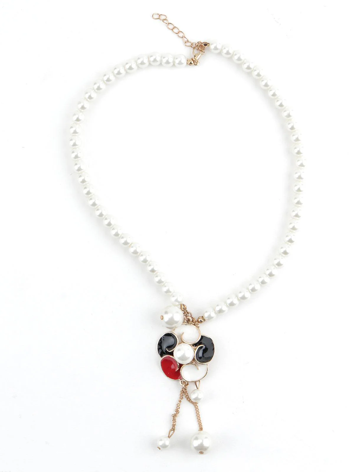 Odette Women Enamelled Pretty White Pearl Necklace - Image 3