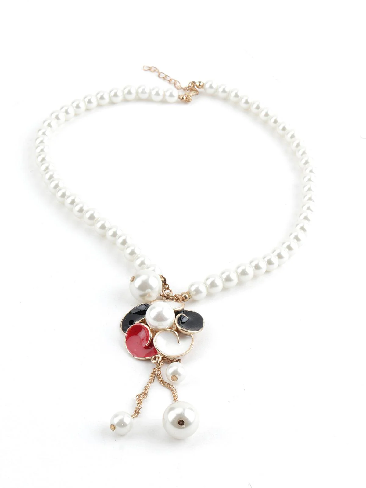 Odette Women Enamelled Pretty White Pearl Necklace - Image 6