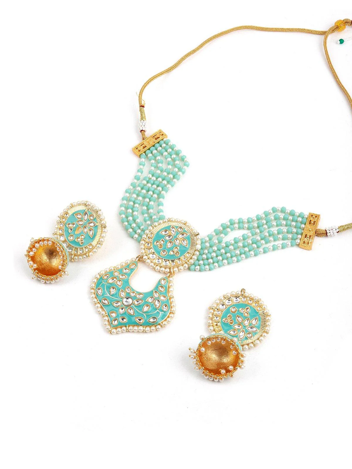 Odette Women Sea Green Metal Necklace - Image 3