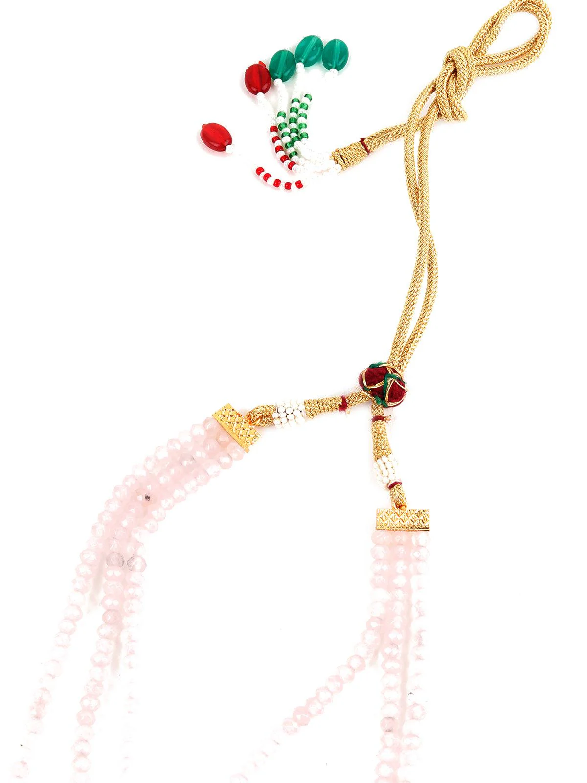 Odette Women Enticing Pistachio Green And Rose Quartz Necklace Set - Image 6