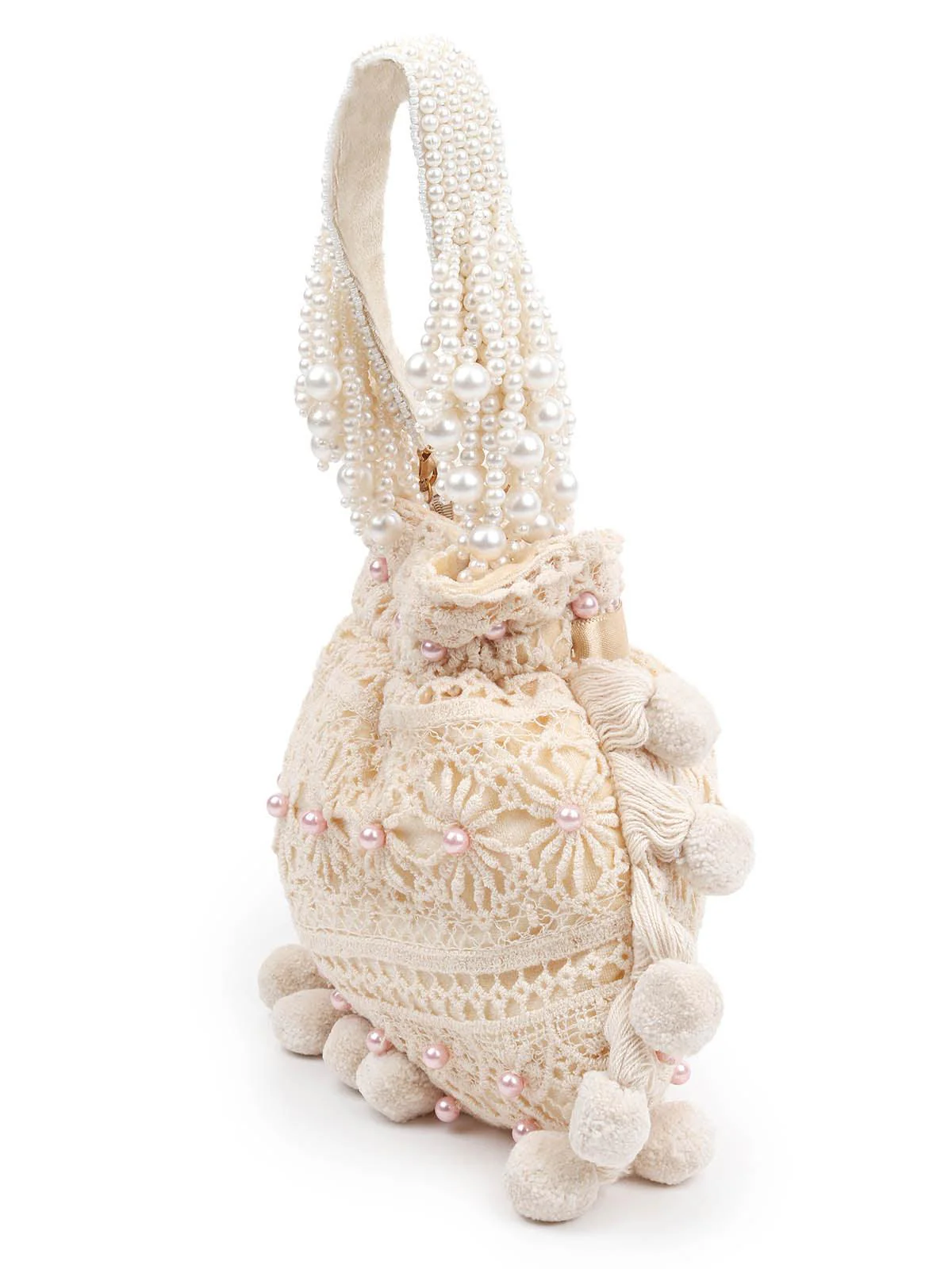 Odette Women Envy My Embroidered Cream Potli Bag - Image 4