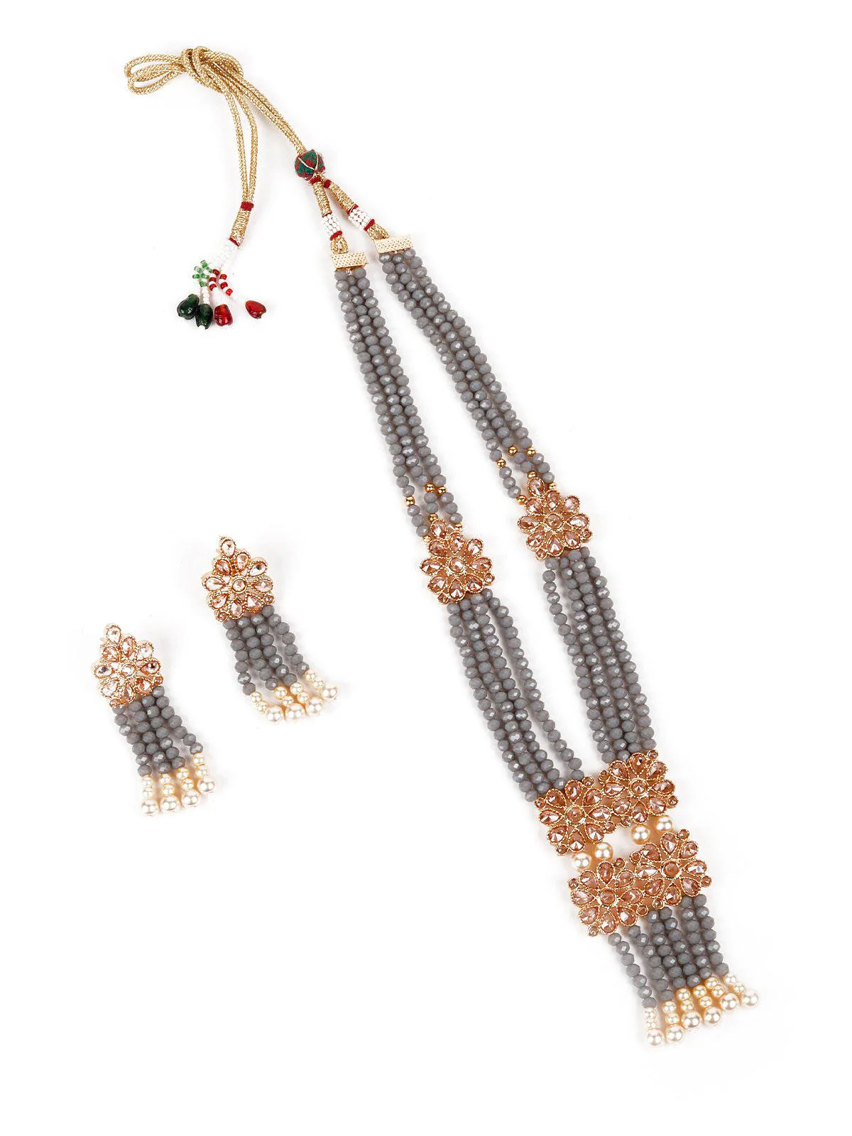 Odette Women Grey Pearls Necklace Set - Image 3