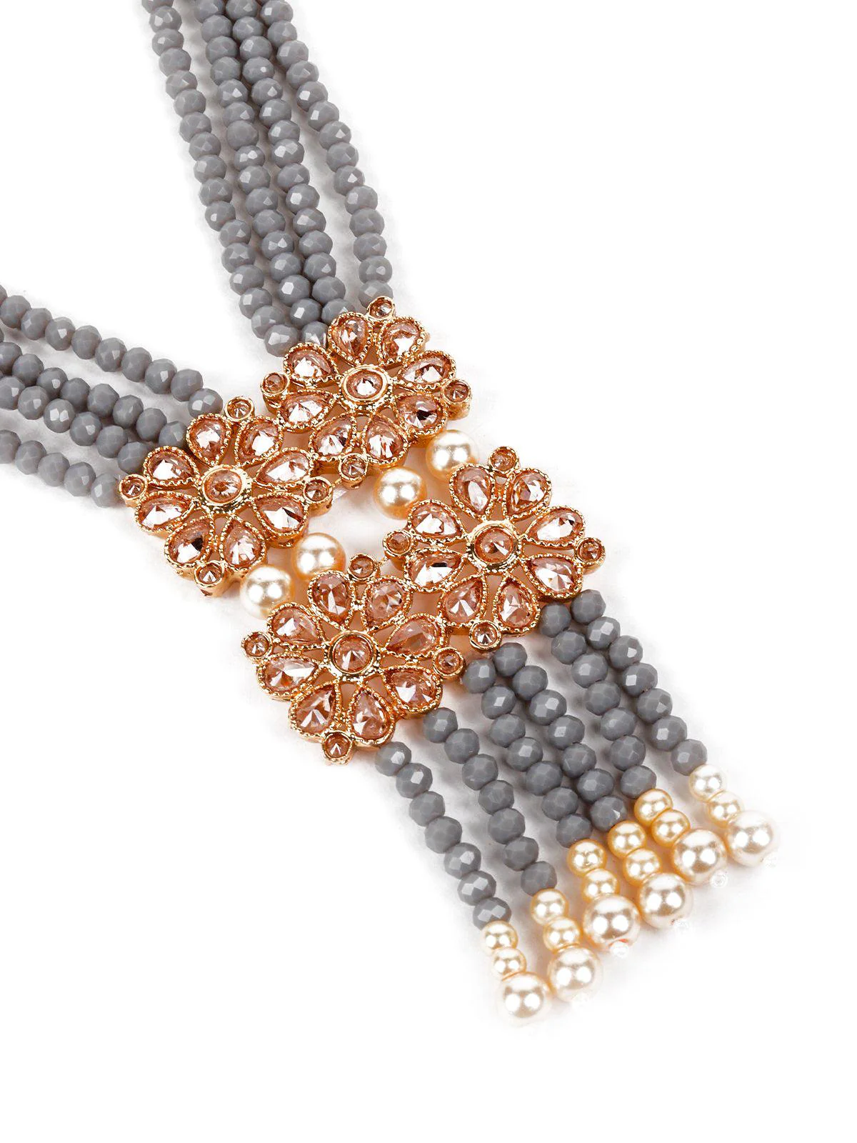 Odette Women Grey Pearls Necklace Set - Image 4