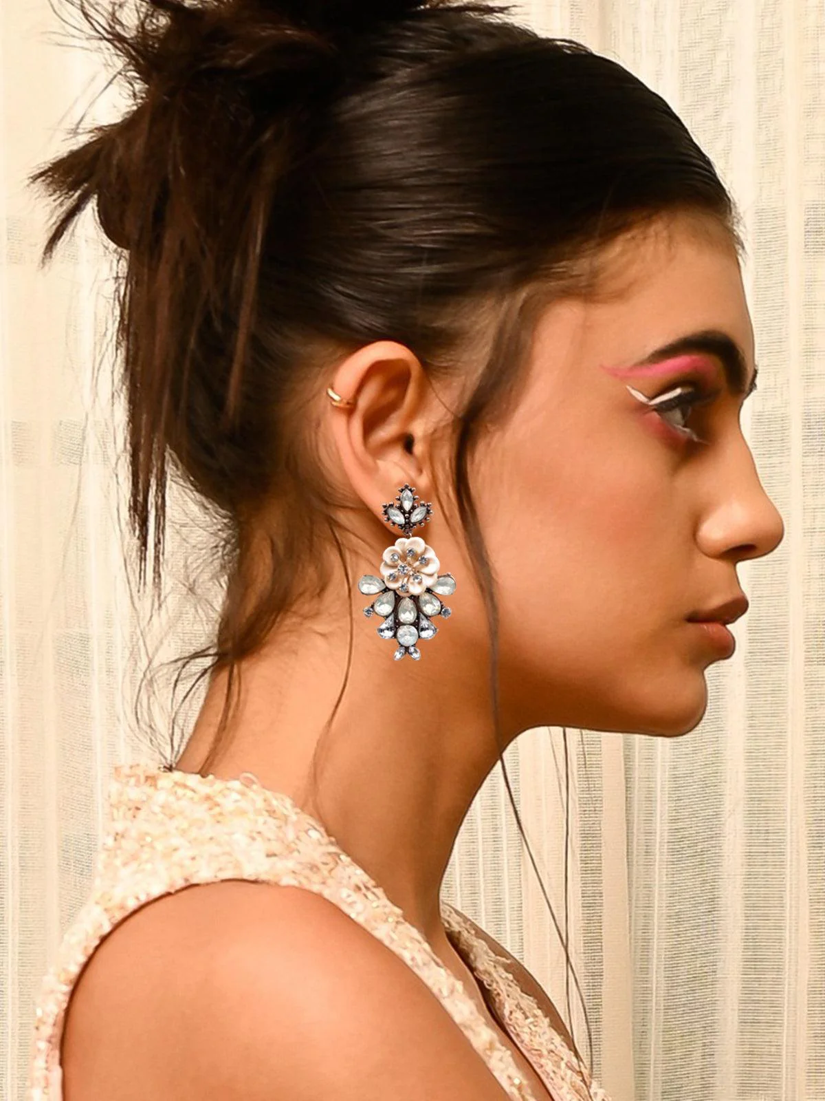 Odette Women Multicolour Metal Statement Earrings - Image 2