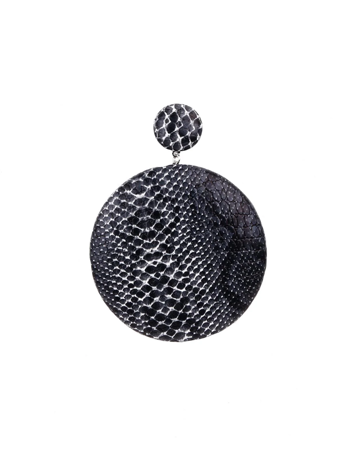 Odette Women Exquisite Black And White Croc Printed Rounded Earrings - Image 4
