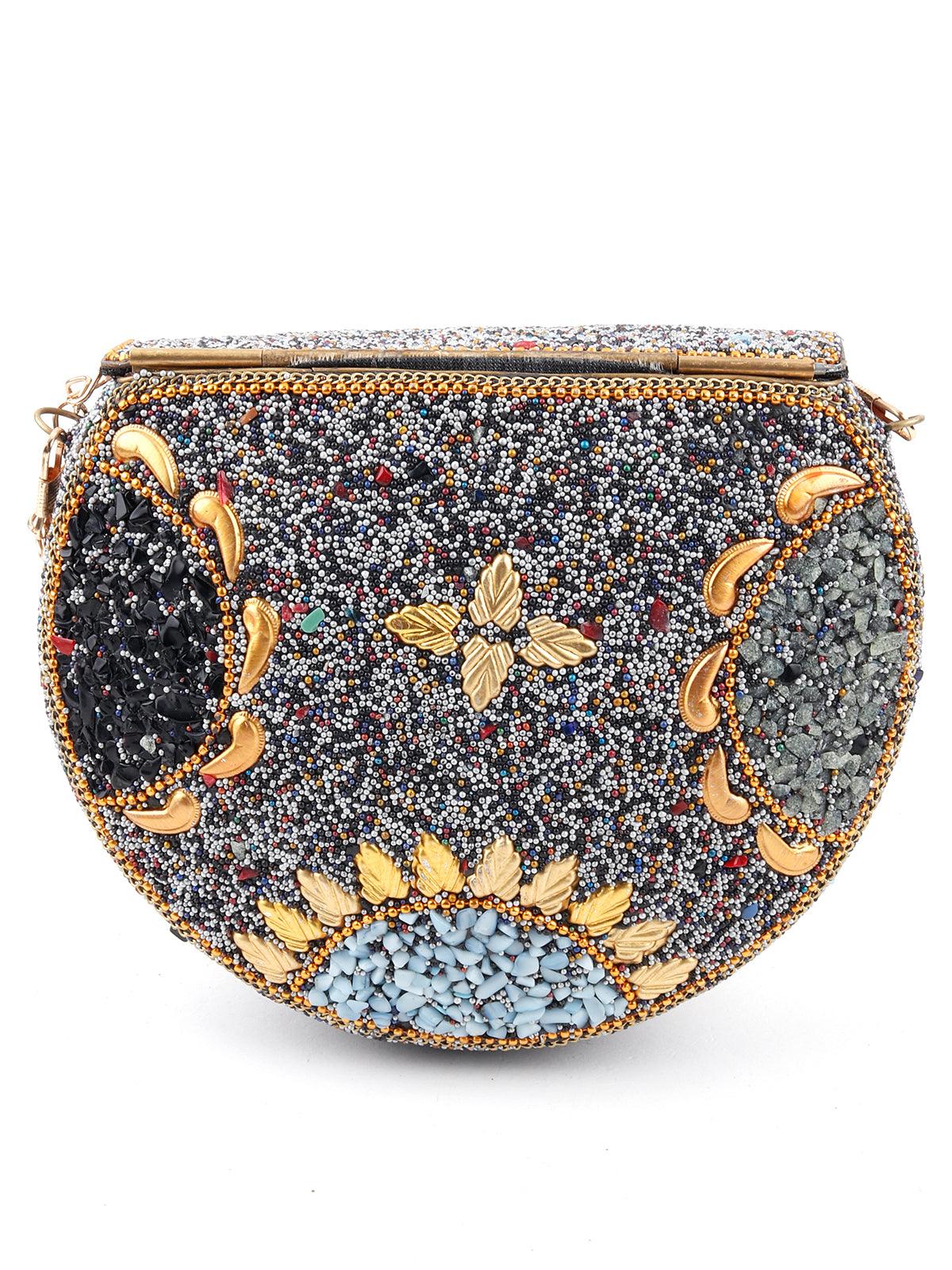 Odette Women Exquisite Embellished Multicolour Clutch - Image 4