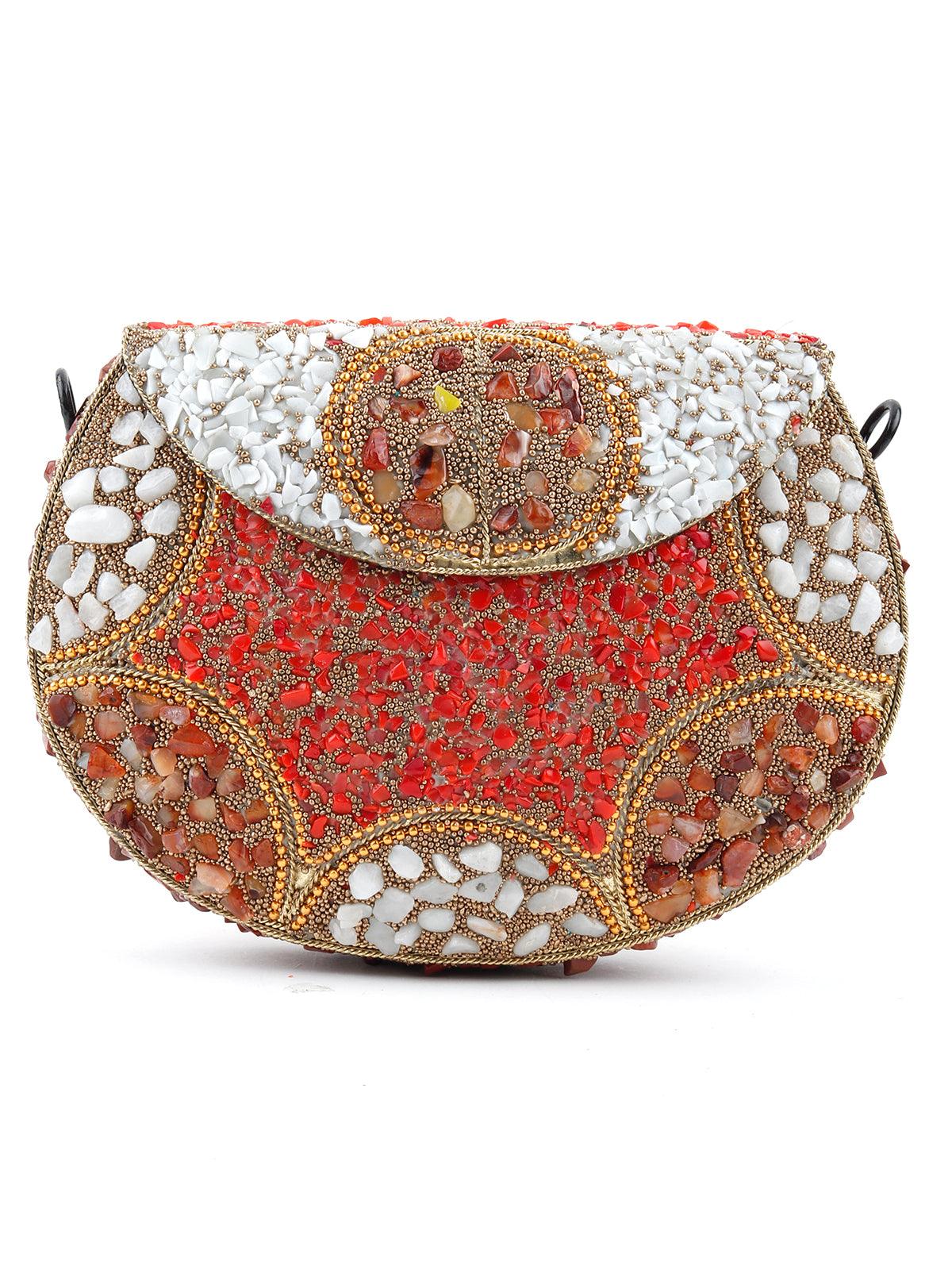 Odette Women Exquisite Embellished Multicolour Clutch - Image 2